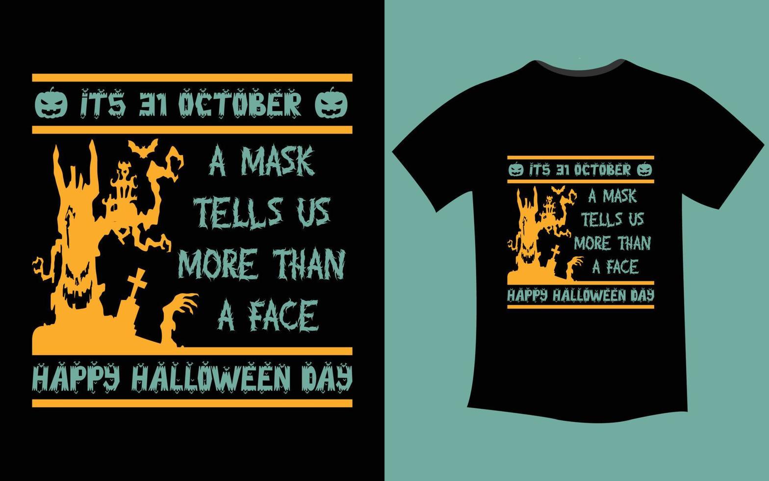 Fröhliches Halloween. Halloween-T-Shirt-Design-Vorlage. Happy Halloween T-Shirt Design-Vorlage einfach zu drucken Allzweck für Männer, Frauen und Kinder vektor