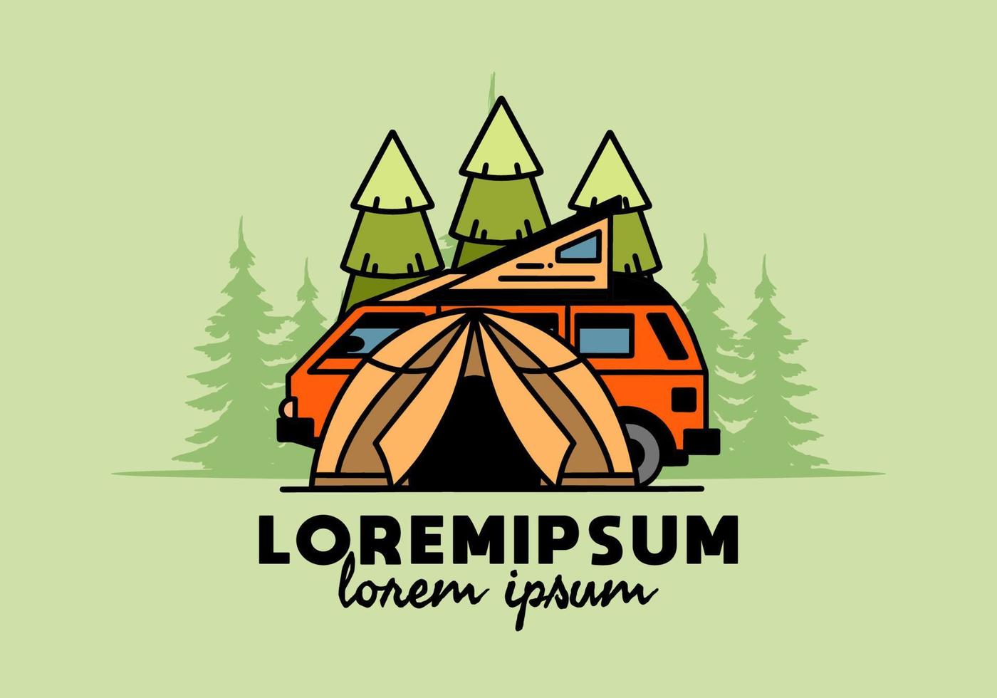 camping med tält och bil illustration design vektor