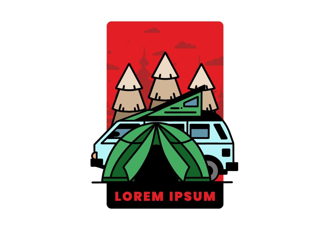 camping med tält och bil illustration design vektor