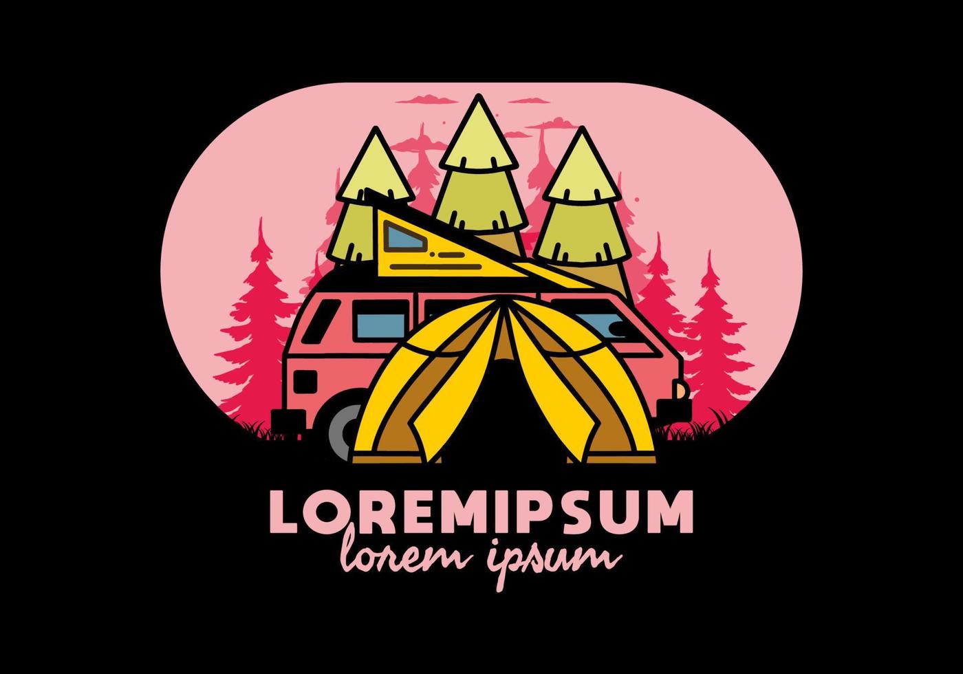 camping med tält och bil illustration design vektor