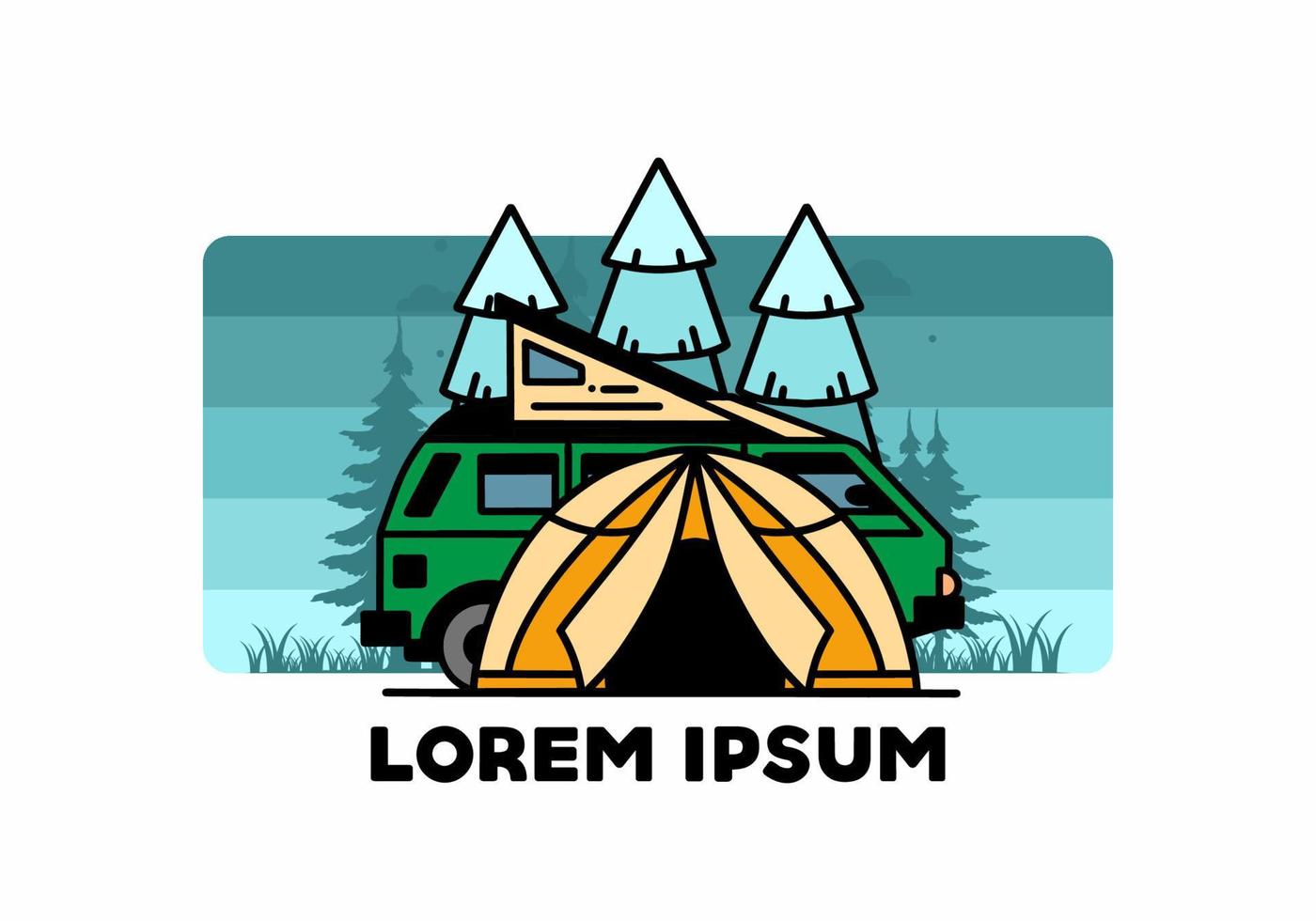 camping med tält och bil illustration design vektor