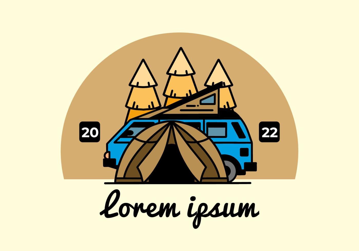 camping med tält och bil illustration design vektor