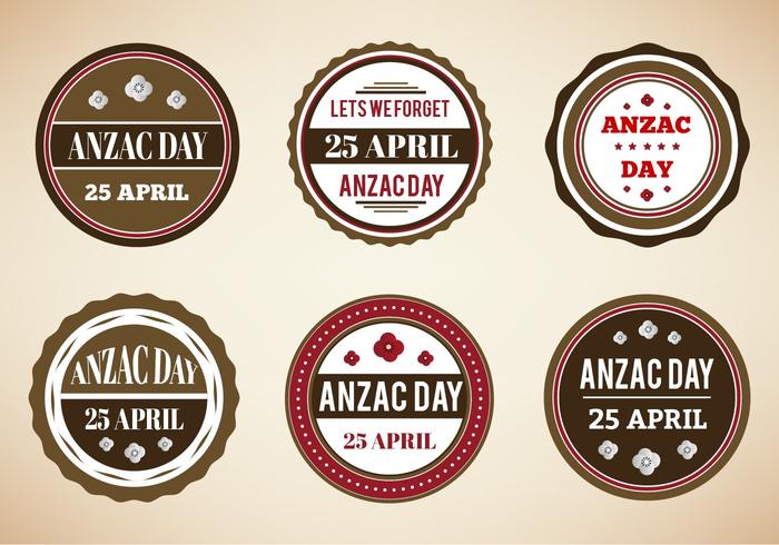 Free Vector Vintage Abzeichen für Anzac Day