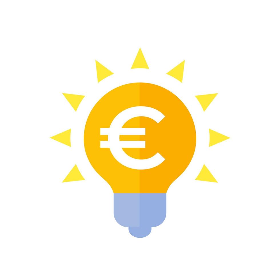 Ideensymbol mit Glühbirne und Euro, Vektor