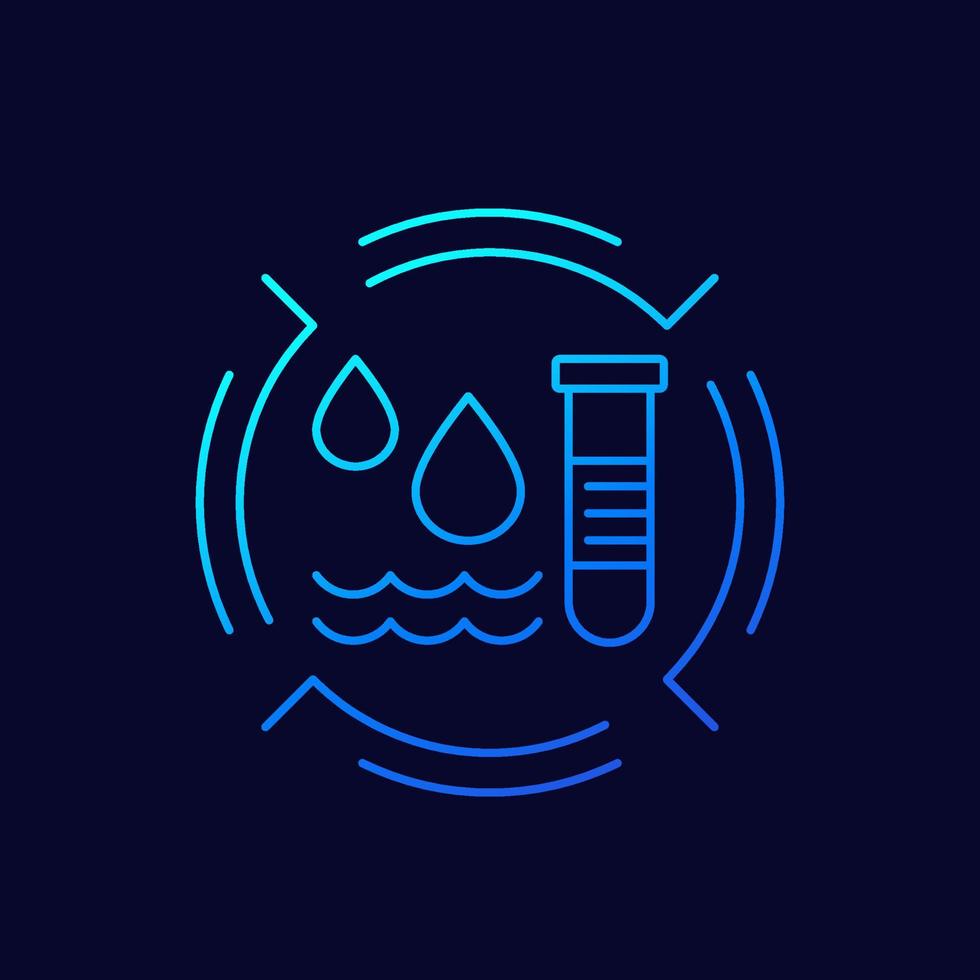vatten testning ikon, linjär stil vektor