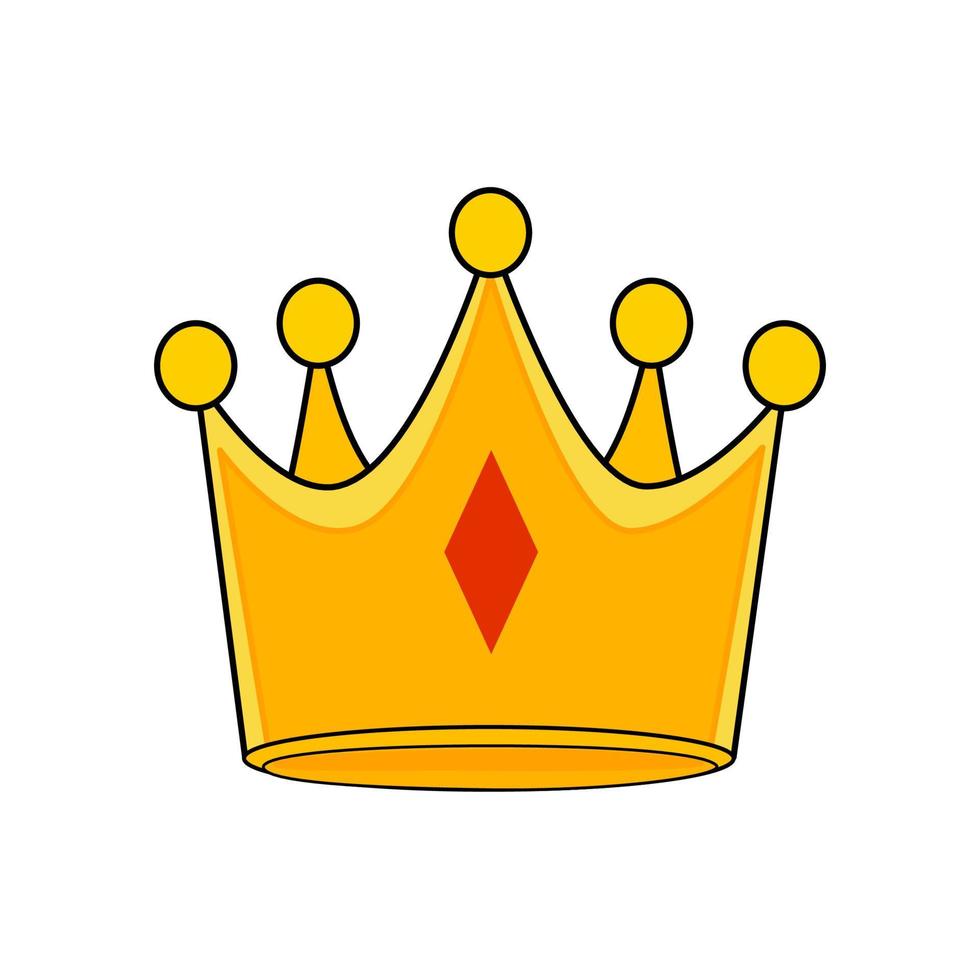 tecknad serie gyllene krona med diamant. vektor