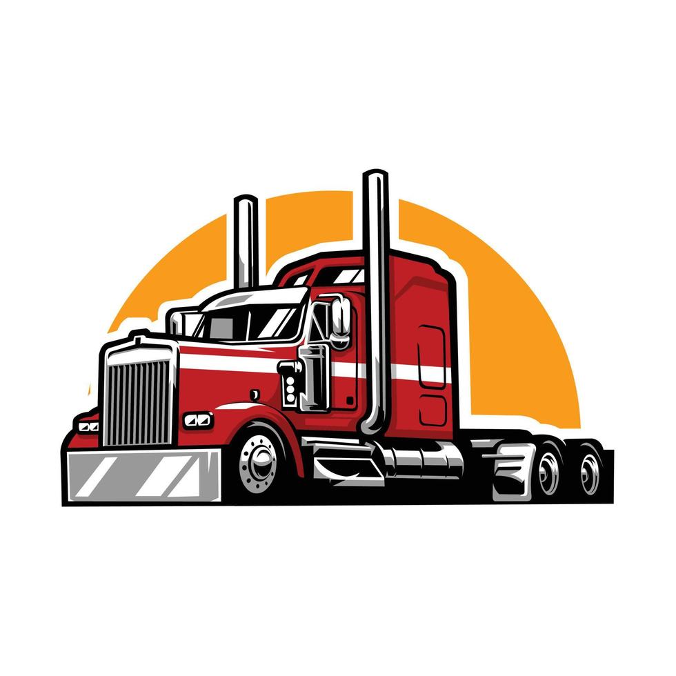 Semi Truck 18 Wheeler Flachbett Seitenansicht Vector Illustration