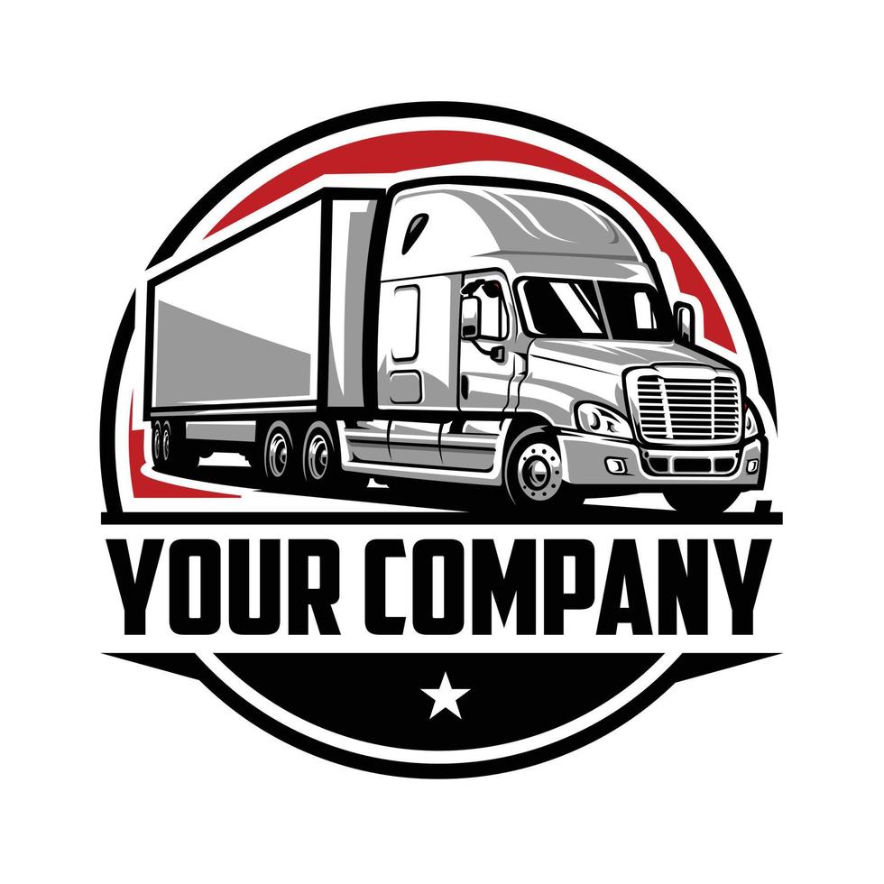 semi lastbil logotyp. lastbilstransporter företag logotyp. premie logotyp vektor isolerat