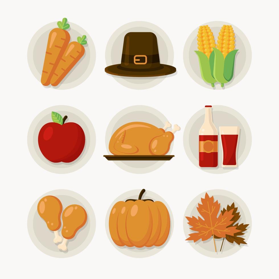 Thanksgiving-Icon-Sammlung vektor