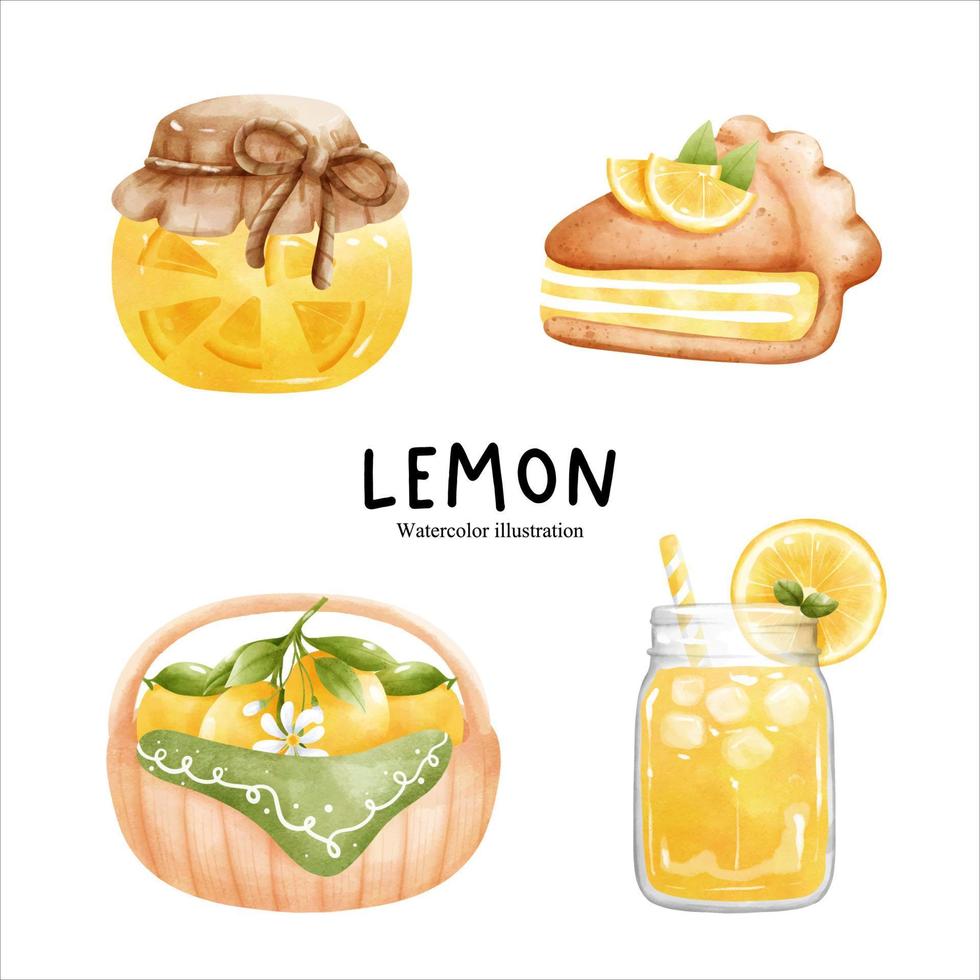 vattenfärg citron, citrus- vektor illustration