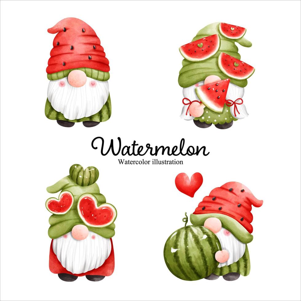 vattenfärg vattenmelon tomtar, vattenfärg frukt. vektor illustration