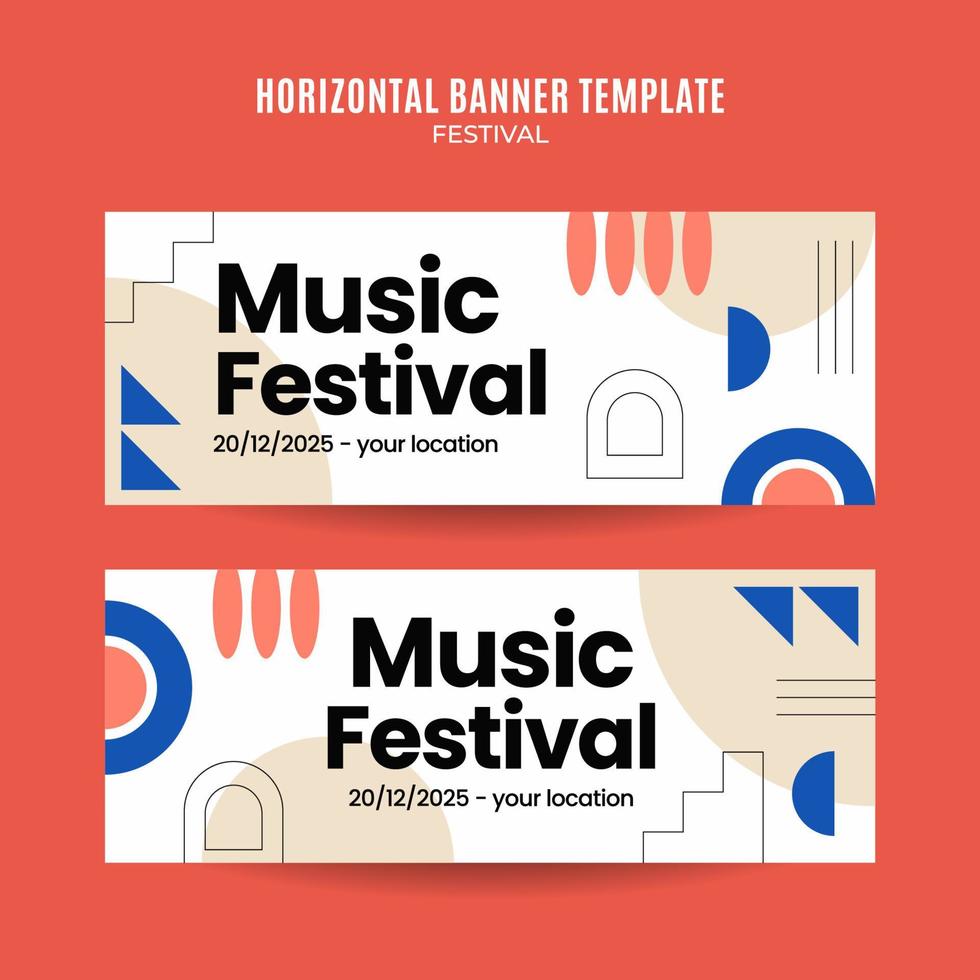 festival-webbanner für horizontale plakate, banner, raumfläche und hintergrund der sozialen medien vektor