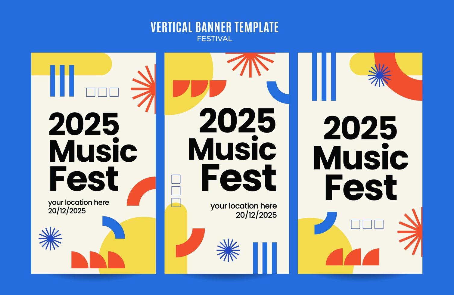 festival-webbanner für vertikale plakate, banner, raumfläche und hintergrund der sozialen medien vektor