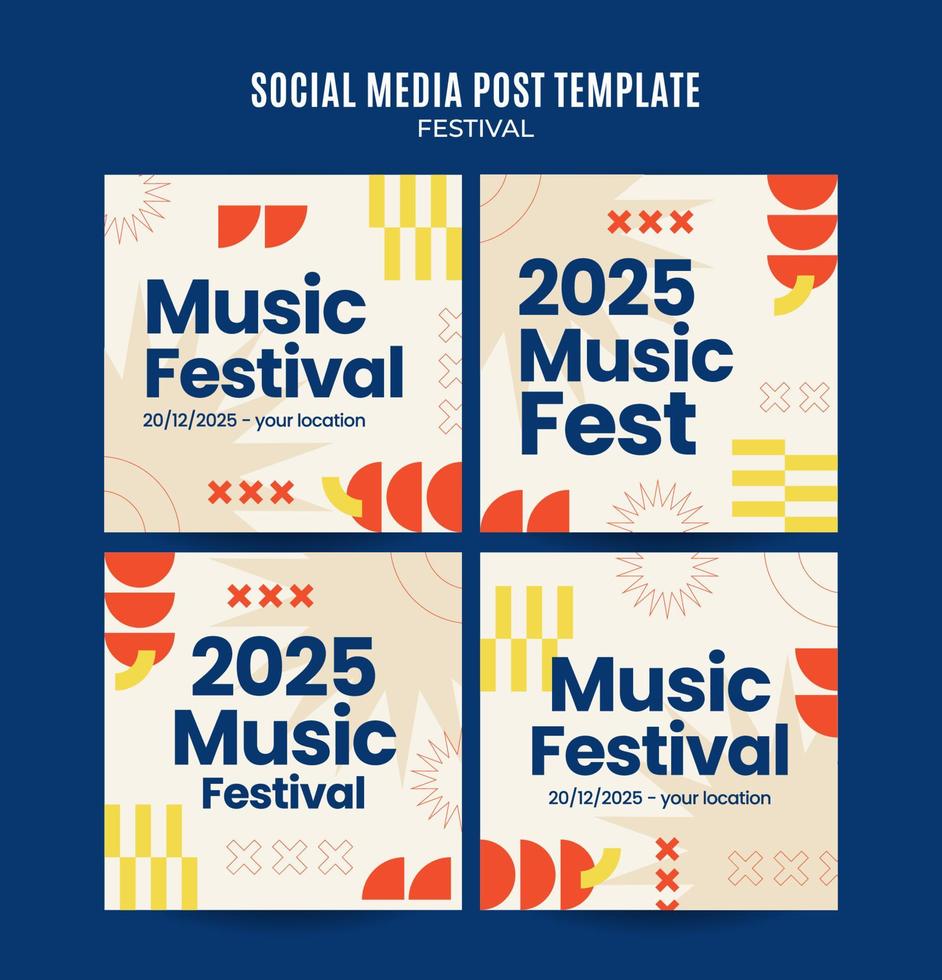 Festival-Web-Banner für Social Media Square Poster, Banner, Raumfläche und Hintergrund vektor