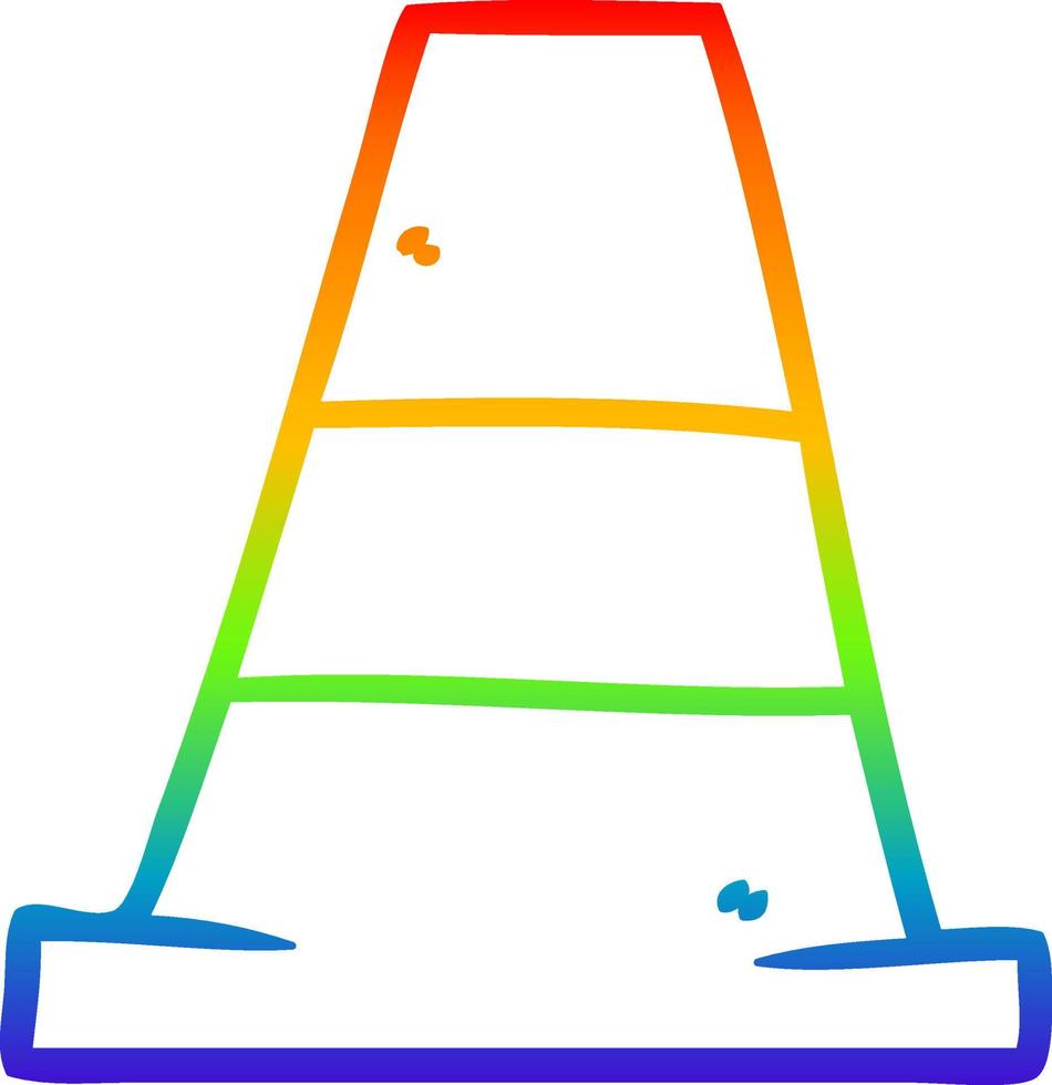 regnbågsgradient linjeteckning tecknad vägtrafik kon vektor