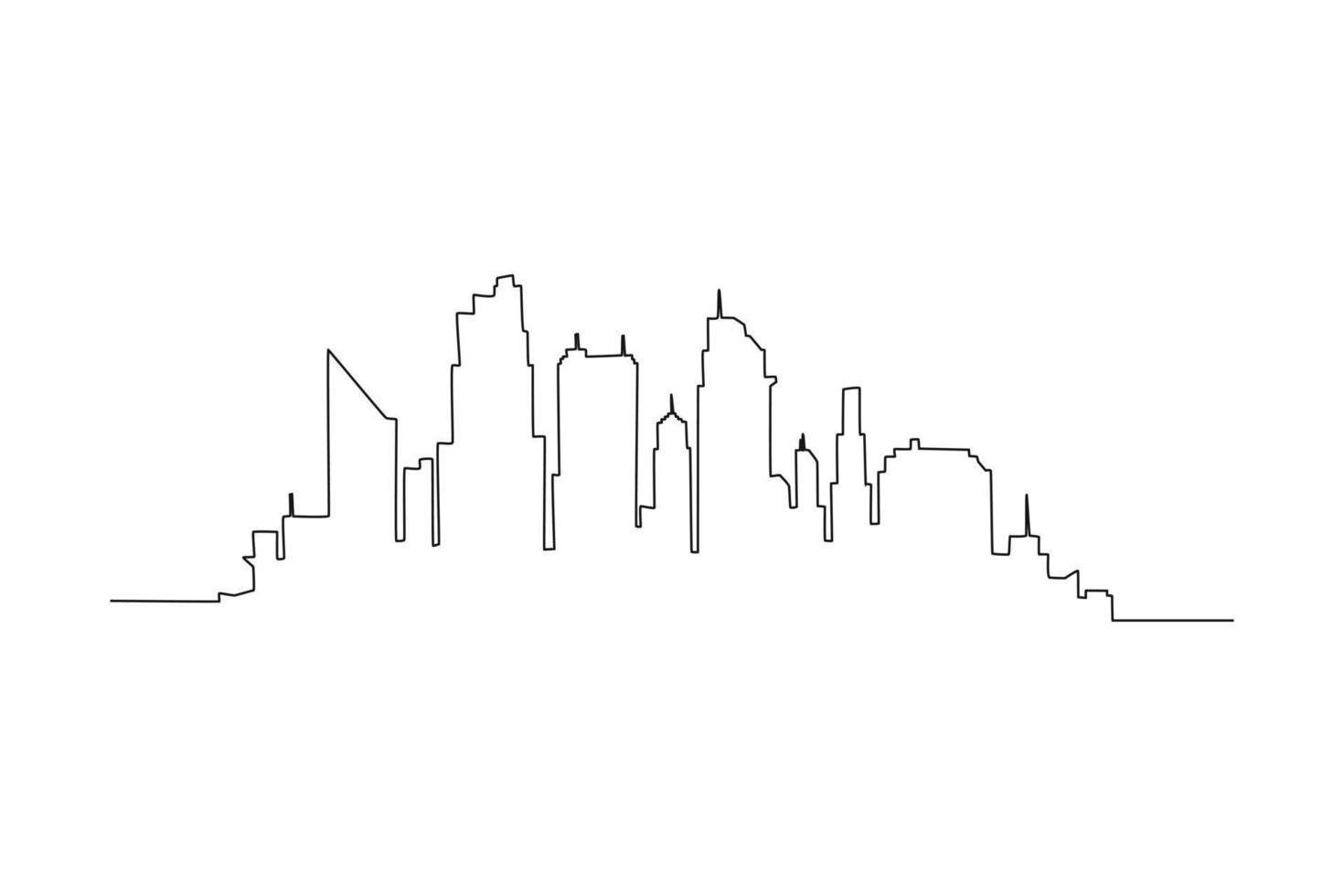 einzelne linie, die modernes stadtbild zeichnet. Skyline-Konzept der Stadt. ununterbrochene Linie zeichnen grafische Vektorillustration des Designs. vektor