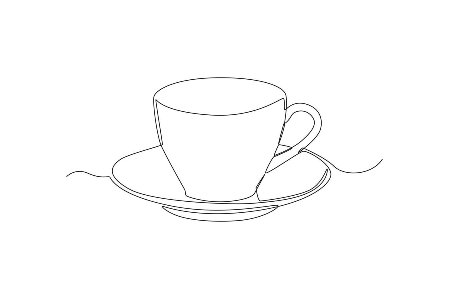 kontinuerlig ett linje teckning kaffe eller te kopp. kök apparater begrepp. enda linje dra design vektor grafisk illustration.