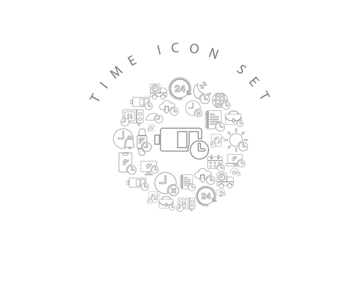 Zeit-Icon-Set-Design auf weißem Hintergrund. vektor