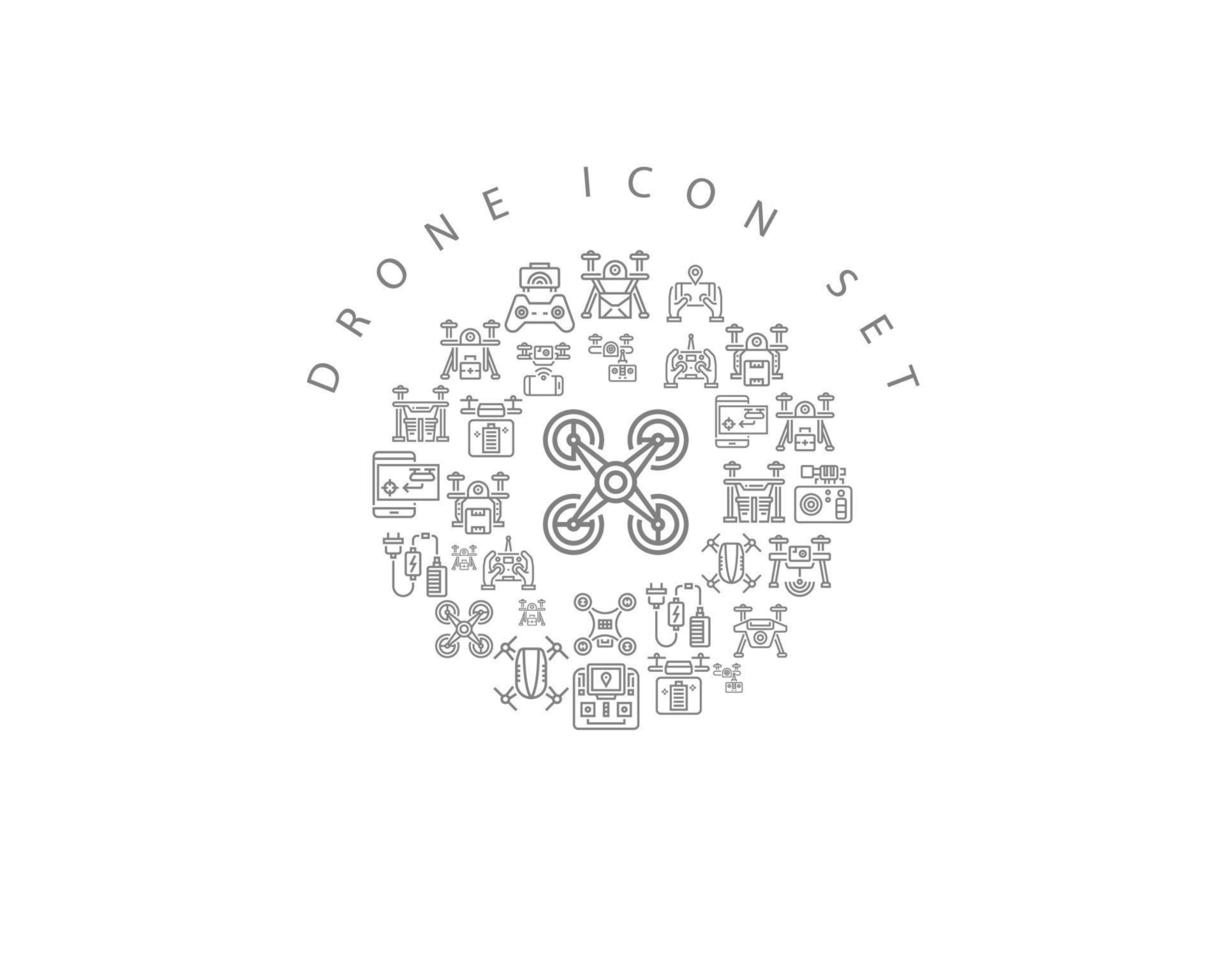 Drohnen-Icon-Set-Design auf weißem Hintergrund vektor