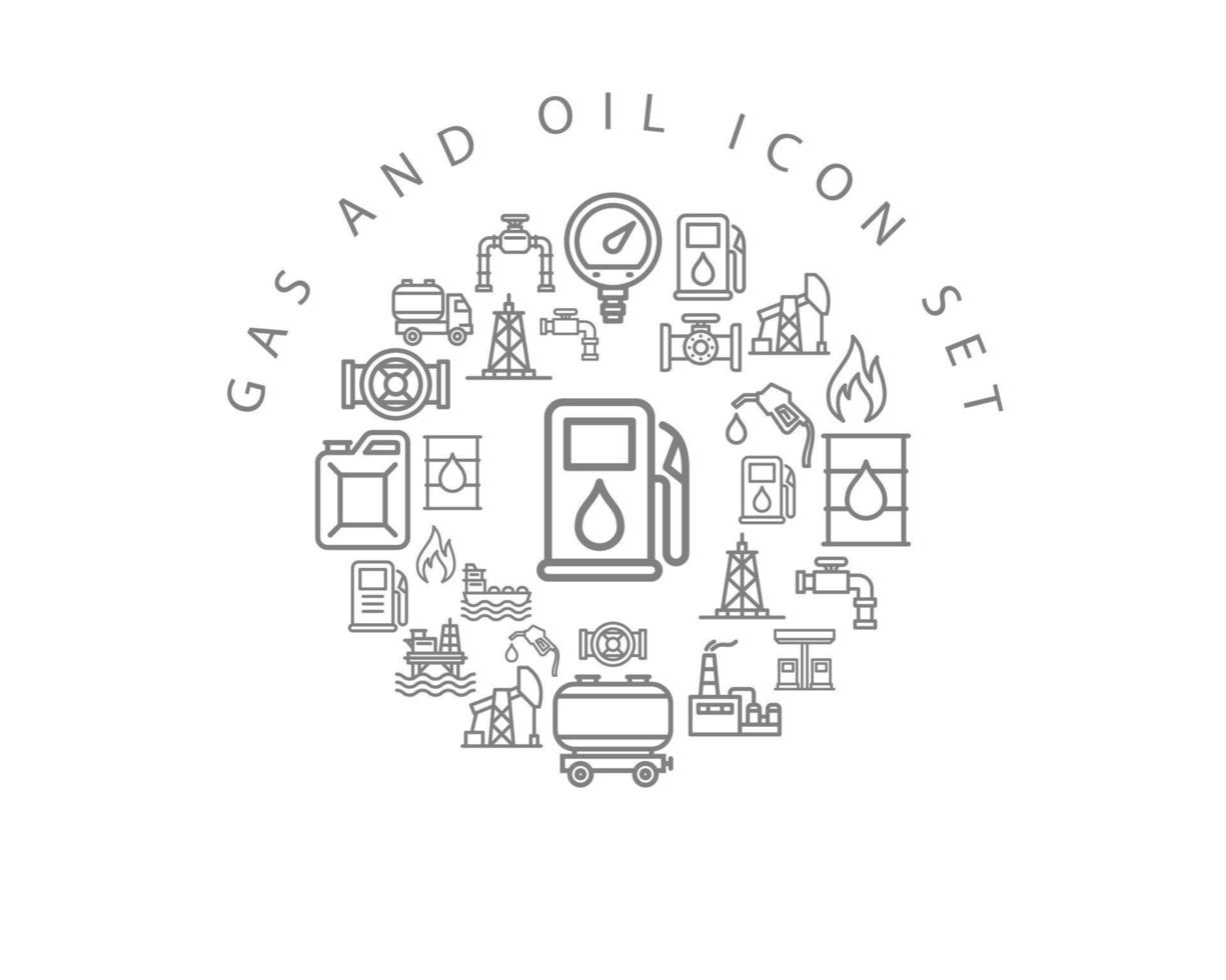 Gas- und Öl-Icon-Set-Design auf weißem Hintergrund. vektor