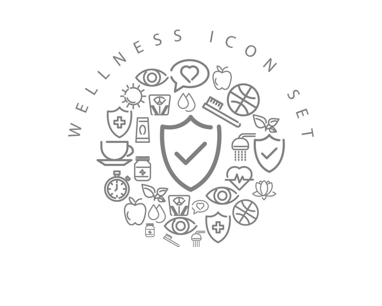 Wellness-Interface-Icon-Set-Design auf weißem Hintergrund. vektor
