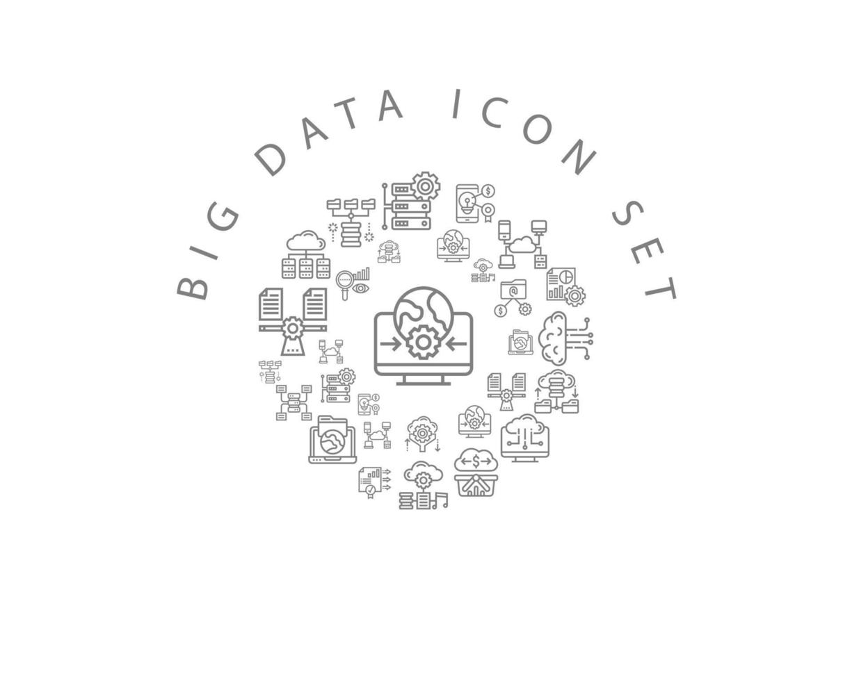 Big Data-Icon-Set-Design auf weißem Hintergrund vektor