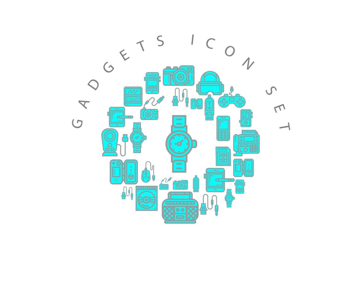 Gadget-Icon-Set-Design auf weißem Hintergrund. vektor