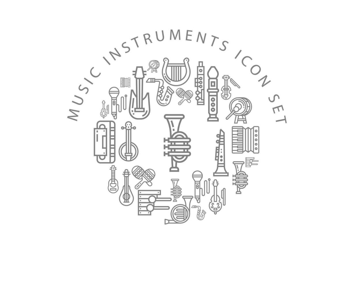 musik instrument ikon uppsättning design på vit bakgrund. vektor