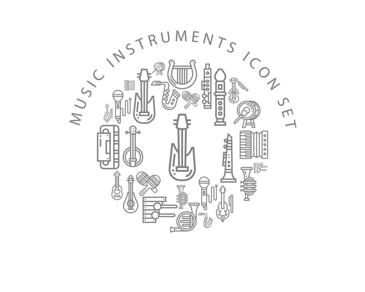 Musikinstrumente Icon-Set-Design auf weißem Hintergrund. vektor