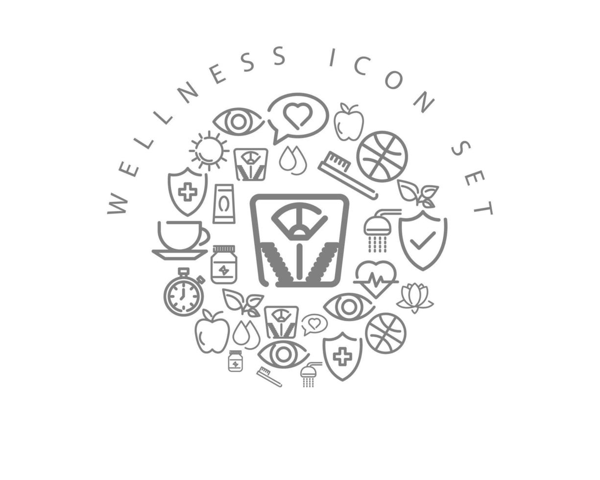 Wellness-Interface-Icon-Set-Design auf weißem Hintergrund. vektor