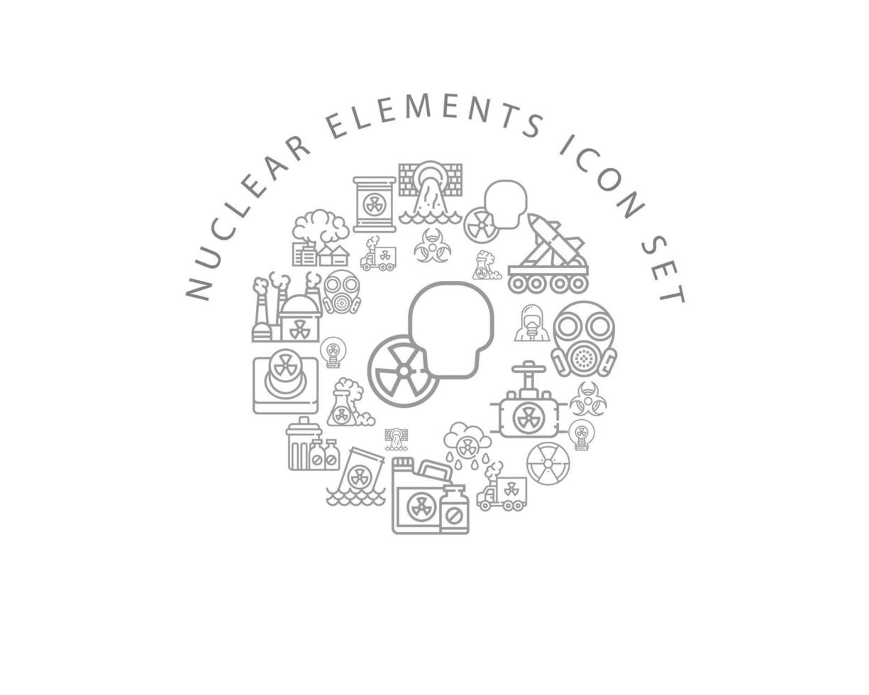 nukleare Icon-Set-Design auf weißem Hintergrund vektor