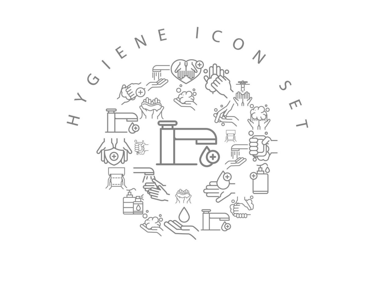 Hygiene-Icon-Set-Design auf weißem Hintergrund. vektor