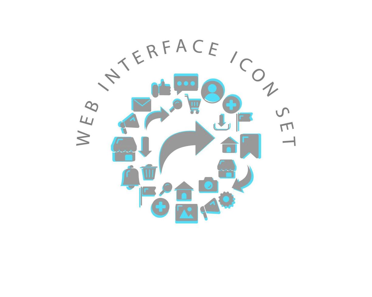 Web-Interface-Icon-Set-Design auf weißem Hintergrund. vektor