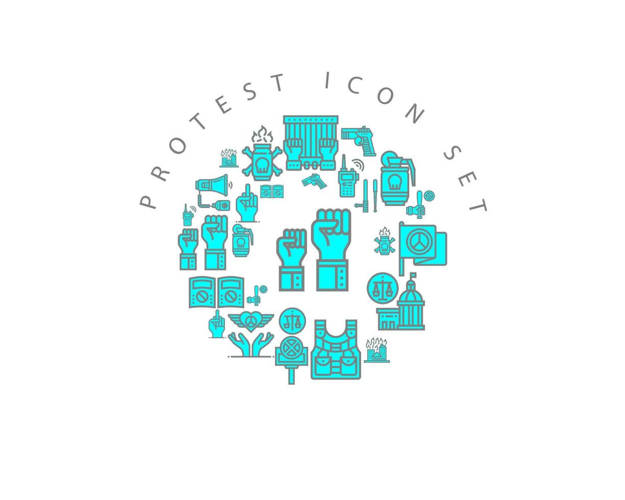 protest ikon uppsättning design på vit bakgrund. vektor