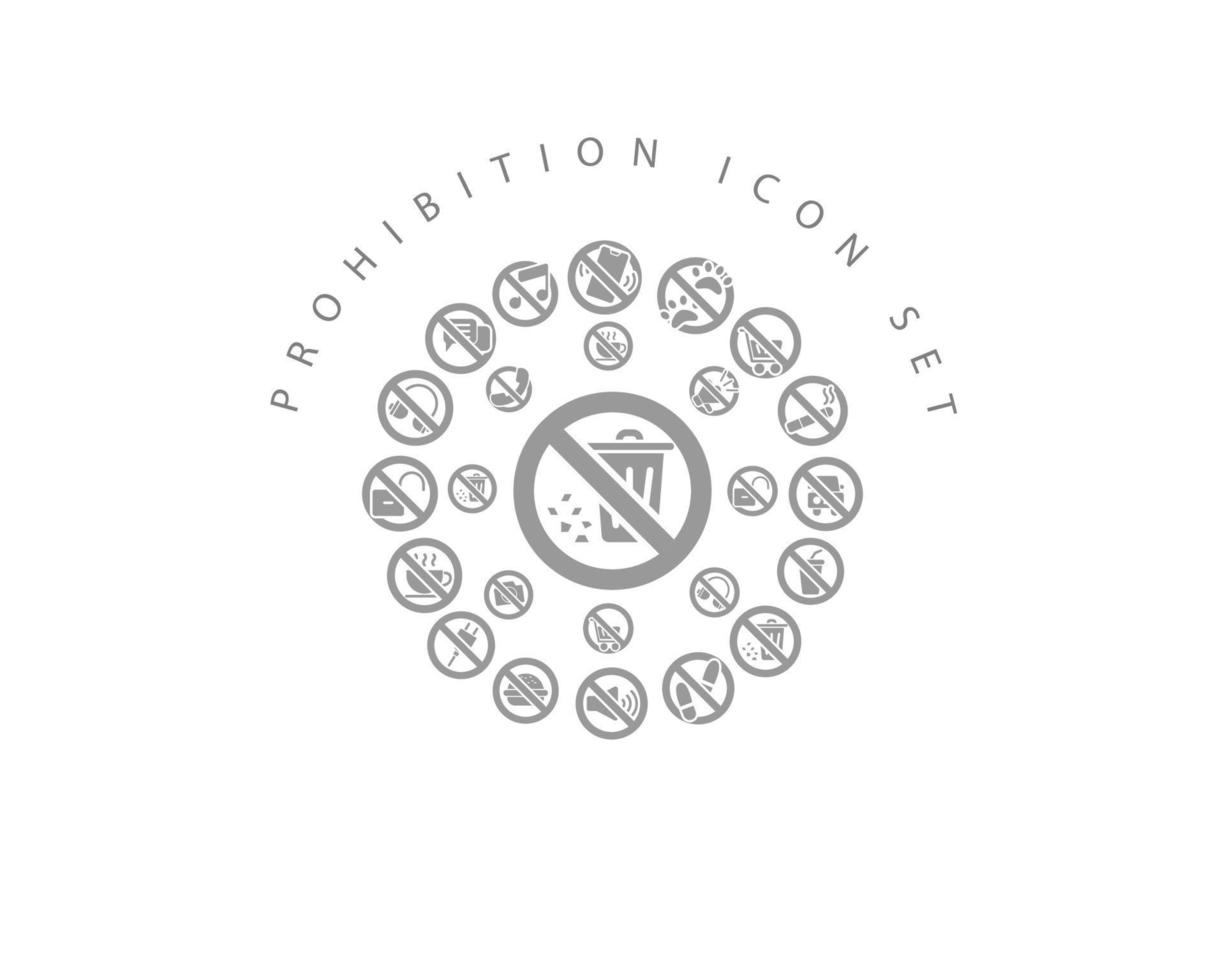 Verbot Icon Set Design auf weißem Hintergrund. vektor