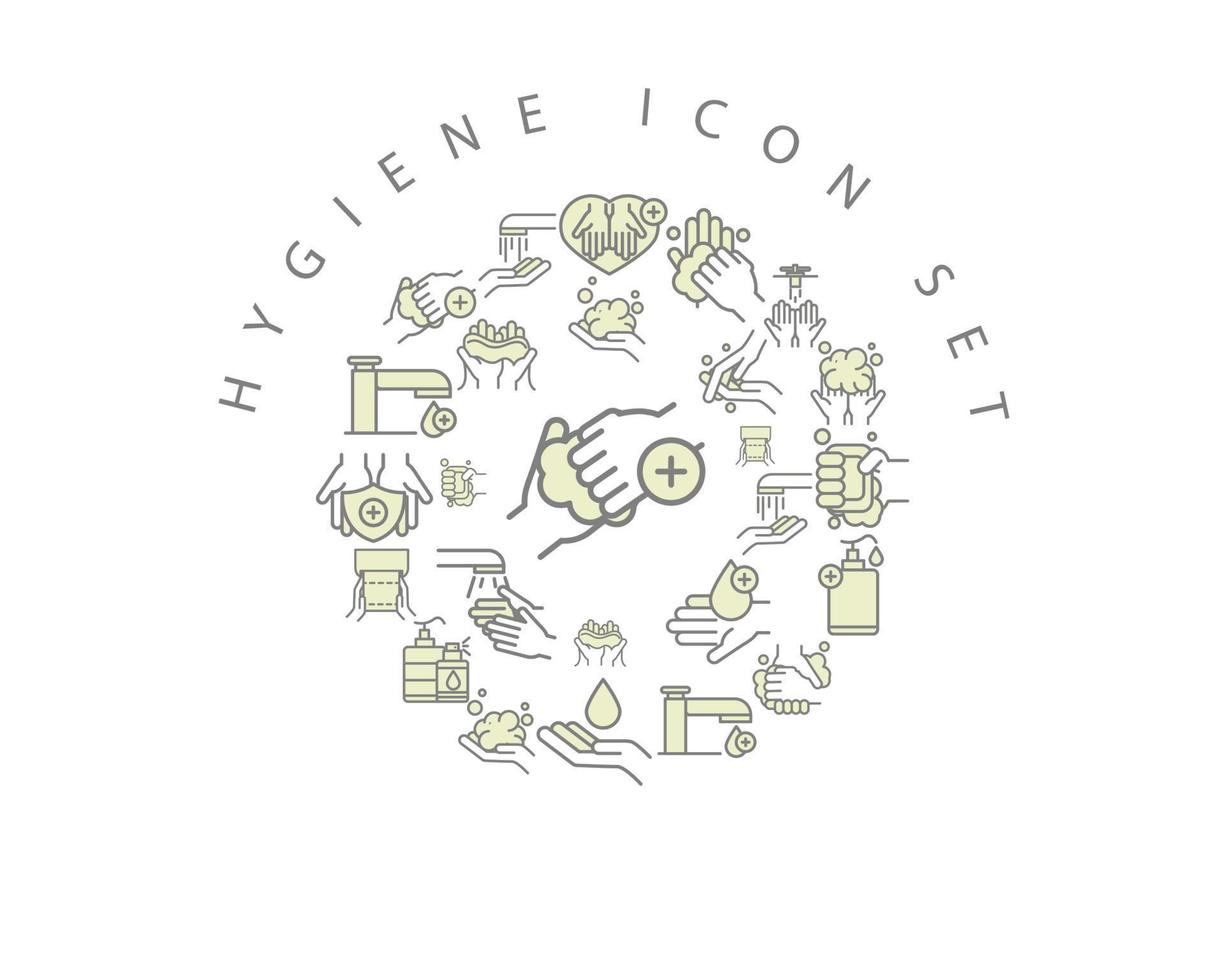 Hygiene-Icon-Set-Design auf weißem Hintergrund. vektor