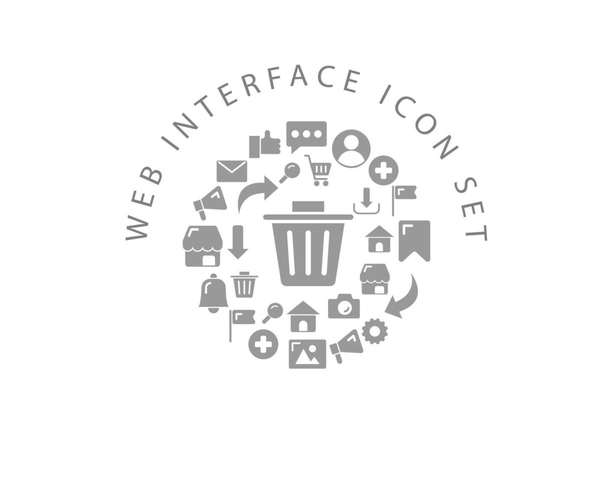 Web-Interface-Icon-Set-Design auf weißem Hintergrund. vektor