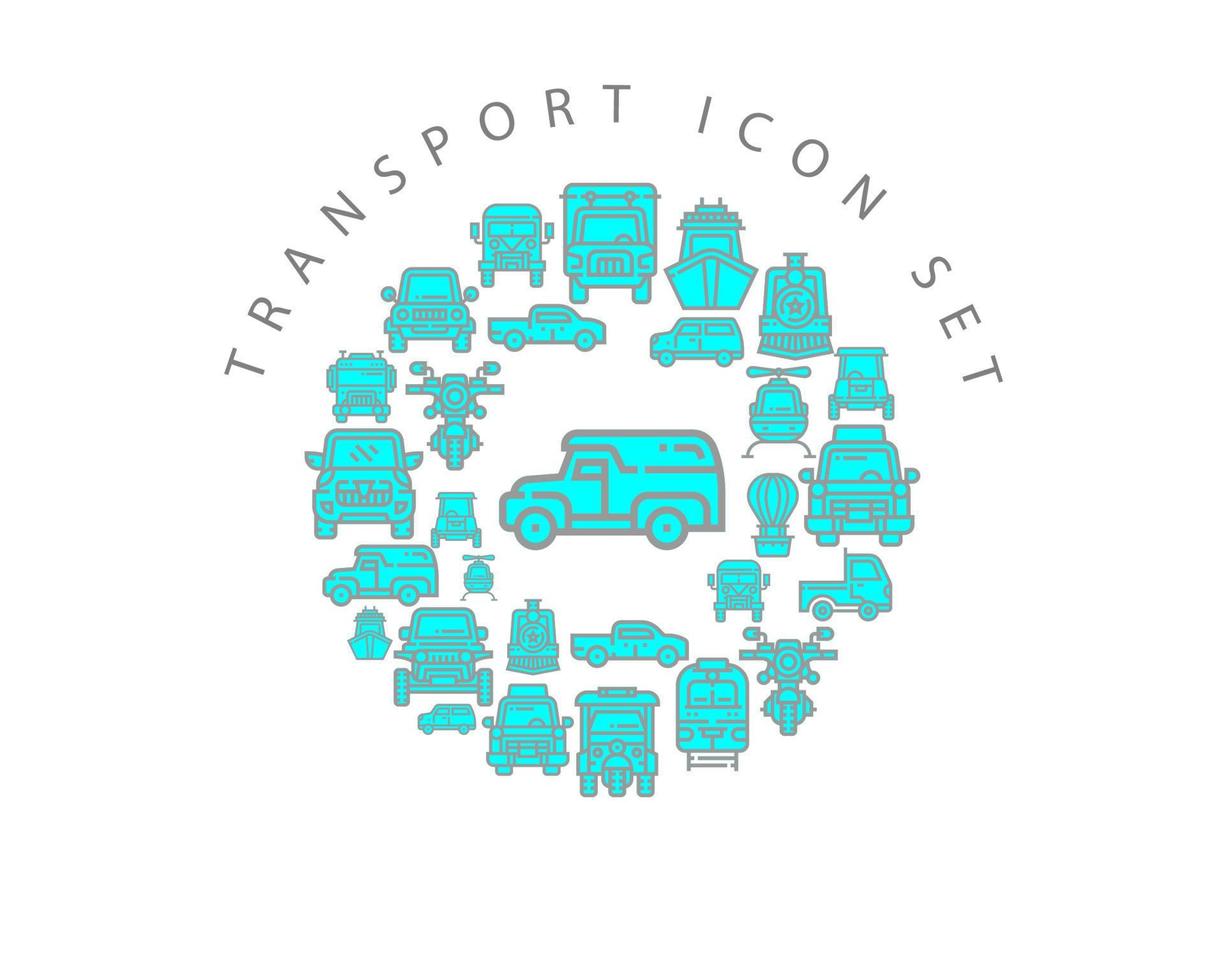 Transport-Icon-Set-Design auf weißem Hintergrund. vektor