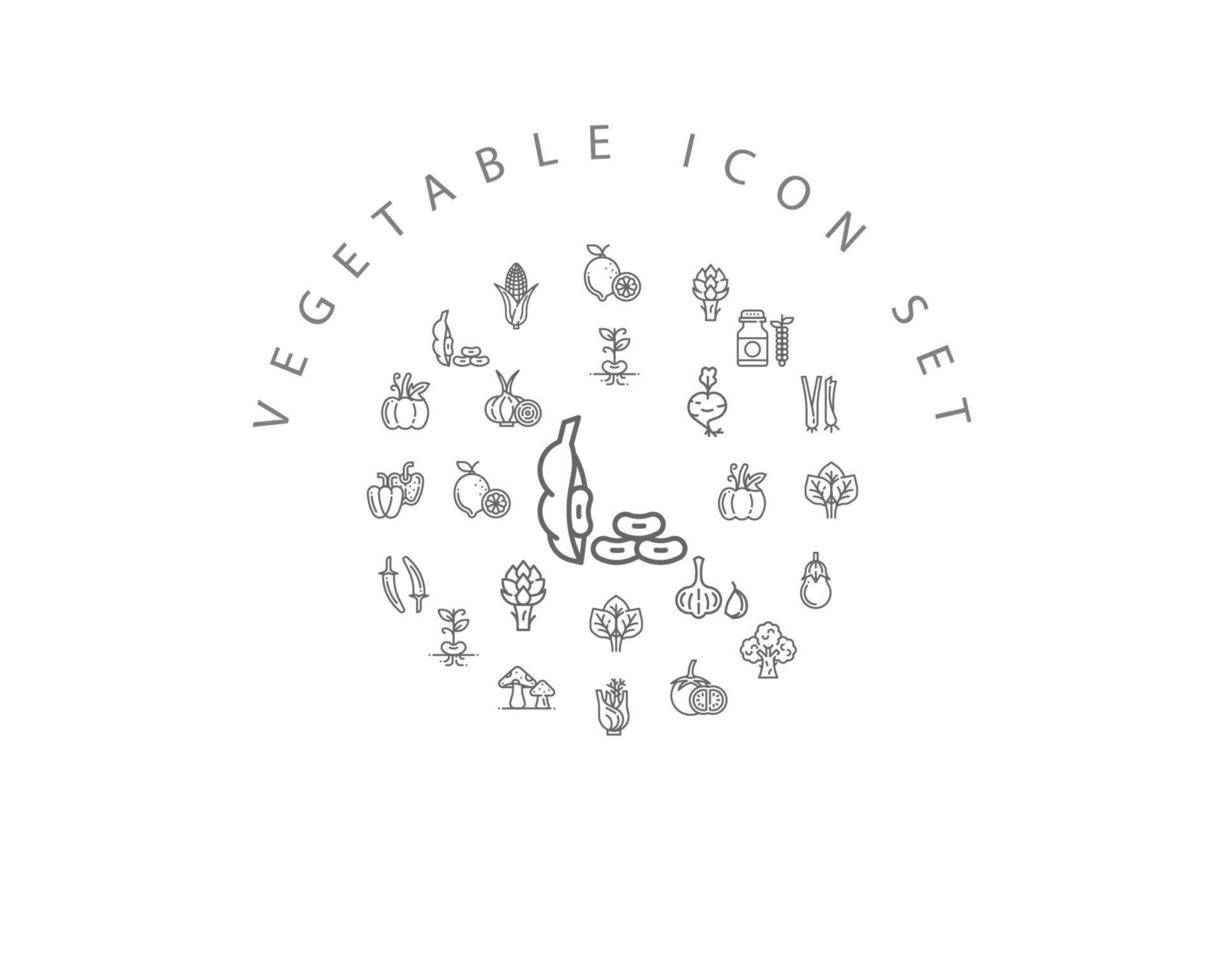 vegetabiliska platt ikon uppsättning design. vektor