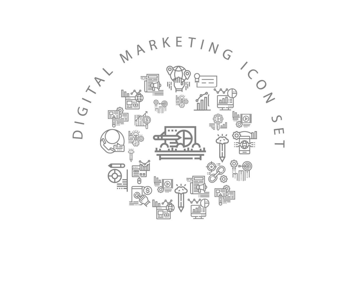 Digital-Marketing-Icon-Set-Design auf weißem Hintergrund vektor