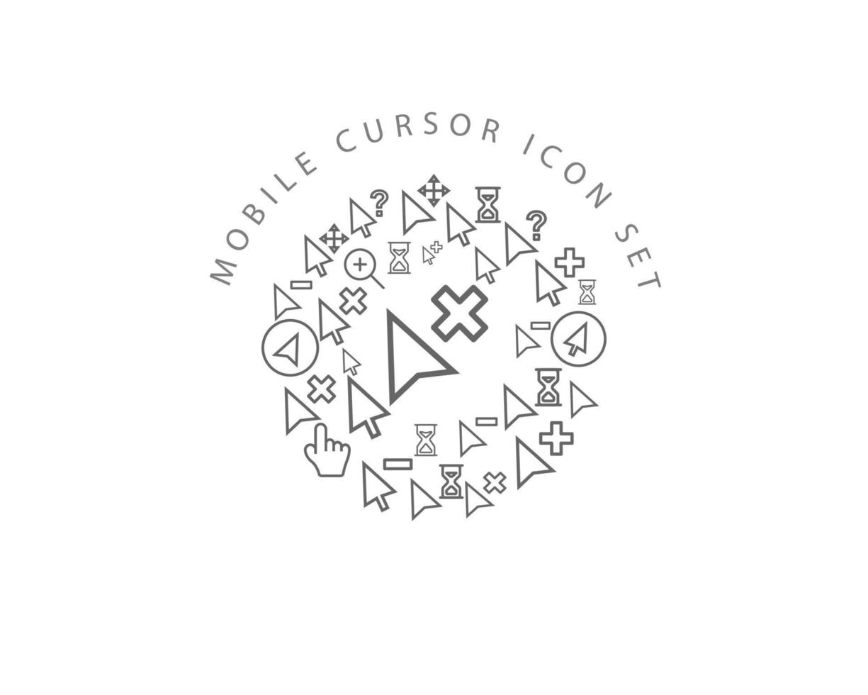 Mobile Cursor-Icon-Set-Design auf weißem Hintergrund. vektor
