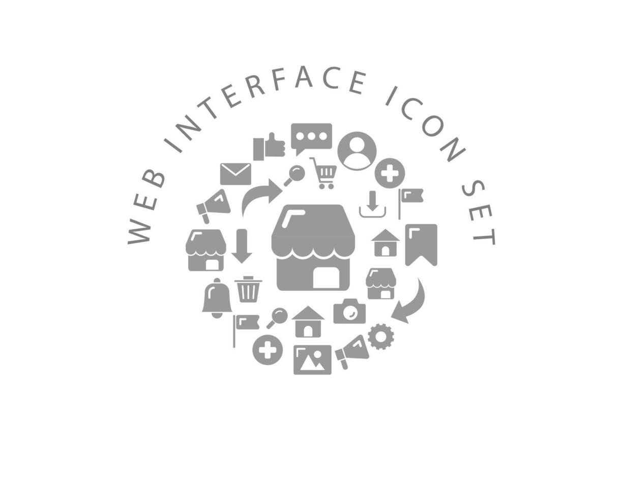 Web-Interface-Icon-Set-Design auf weißem Hintergrund. vektor