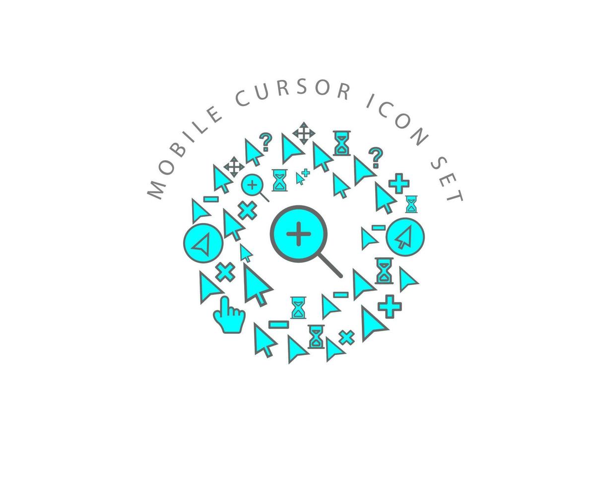 Mobile Cursor-Icon-Set-Design auf weißem Hintergrund. vektor