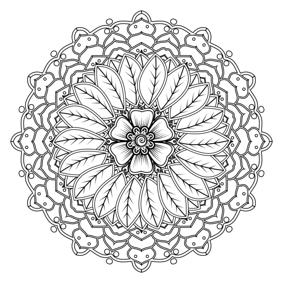 Blumenhintergrund mit Mehndi-Blume. dekoratives Ornament im orientalischen Ethno-Stil. Malbuch. vektor