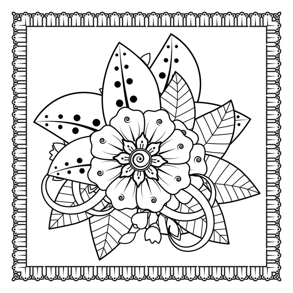 Blumenhintergrund mit Mehndi-Blume. dekoratives Ornament im orientalischen Ethno-Stil. Malbuch. vektor