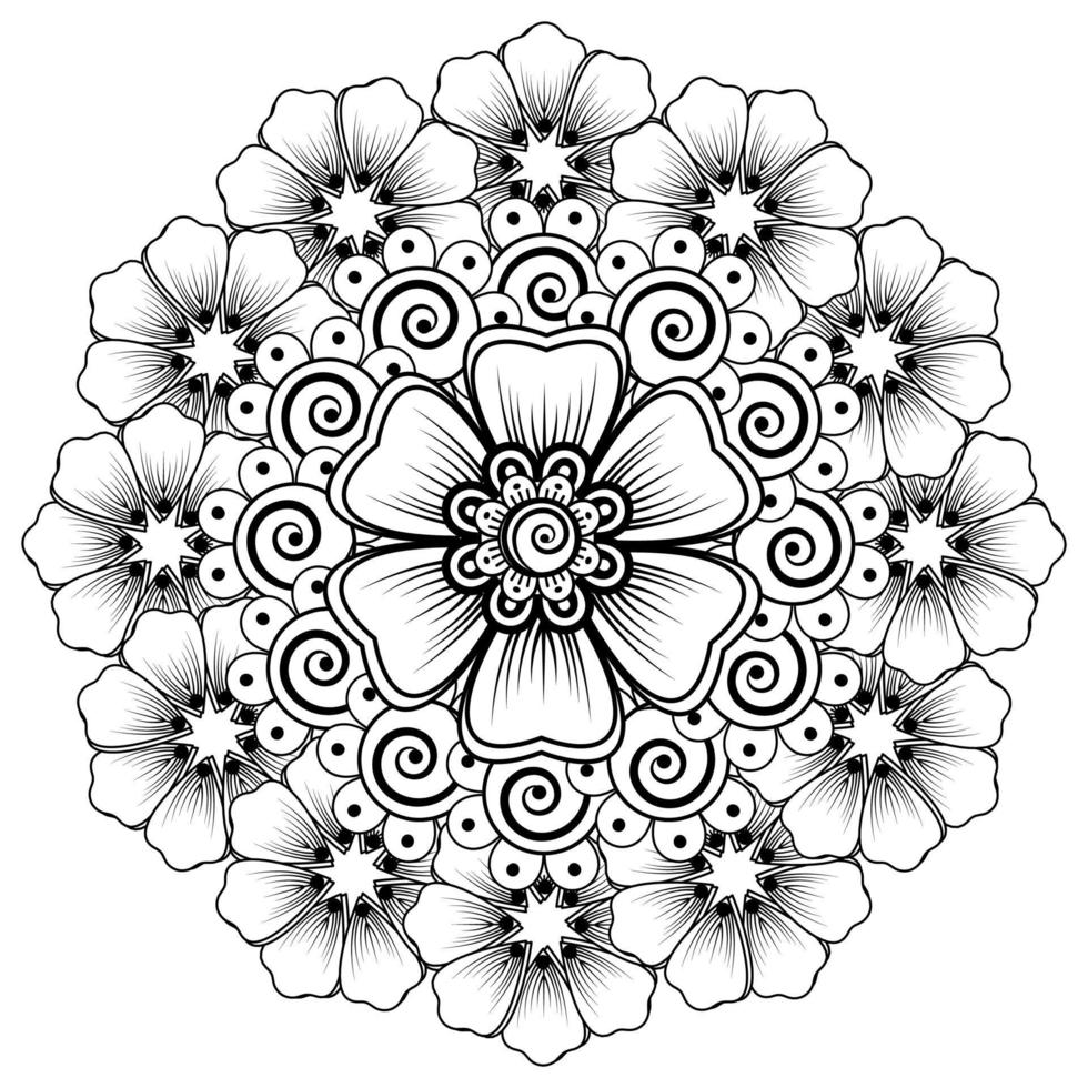 Blumenhintergrund mit Mehndi-Blume. dekoratives Ornament im orientalischen Ethno-Stil. Malbuch. vektor