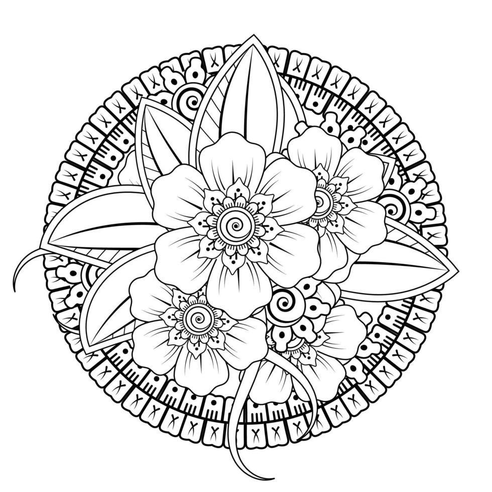 Blumenhintergrund mit Mehndi-Blume. dekoratives Ornament im orientalischen Ethno-Stil. Malbuch. vektor