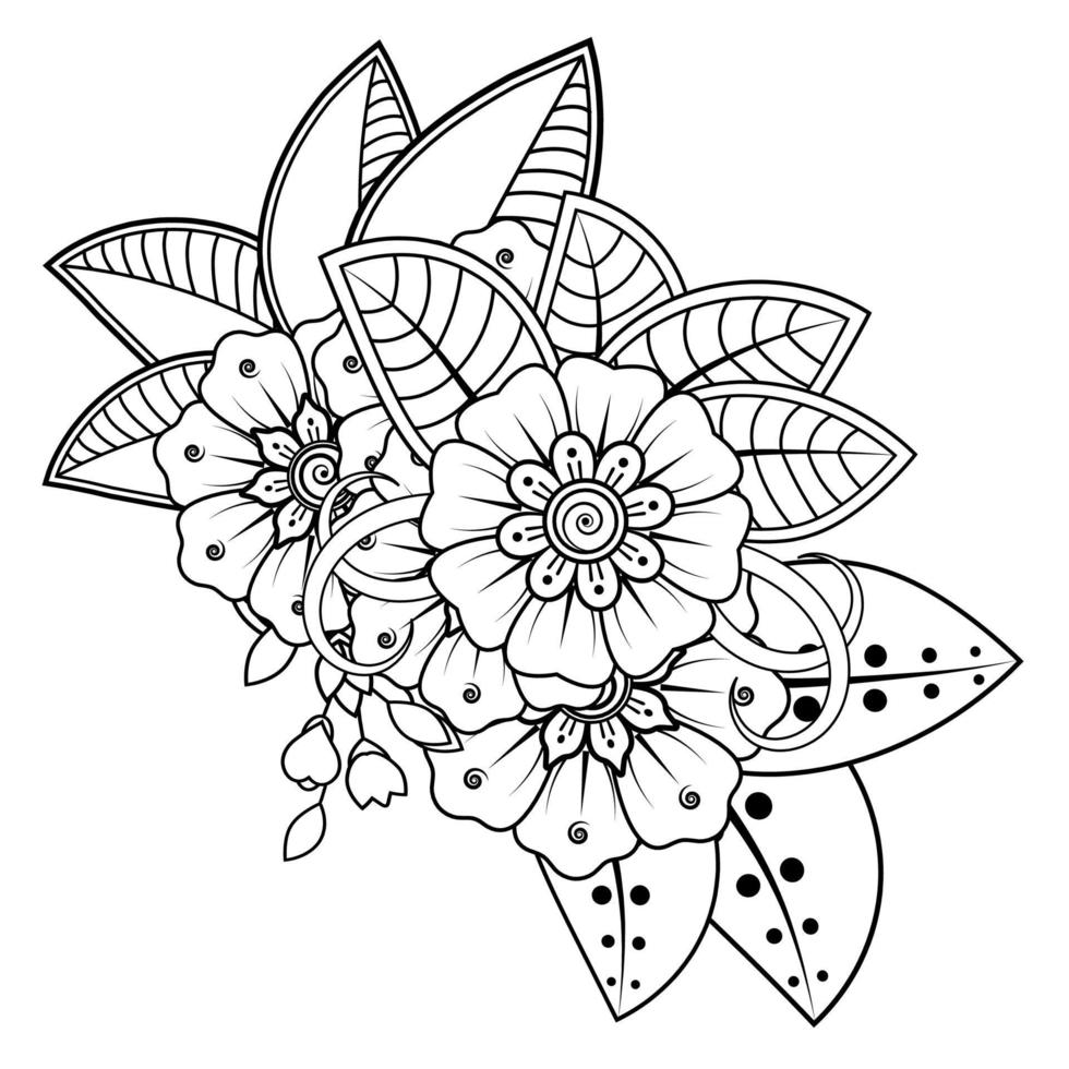 Blumenhintergrund mit Mehndi-Blume. dekoratives Ornament im orientalischen Ethno-Stil. Malbuch. vektor