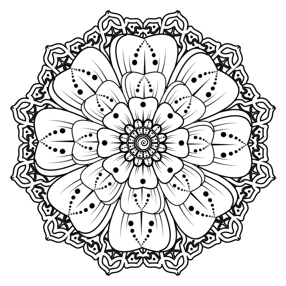 Blumenhintergrund mit Mehndi-Blume. dekoratives Ornament im orientalischen Ethno-Stil. Malbuch. vektor
