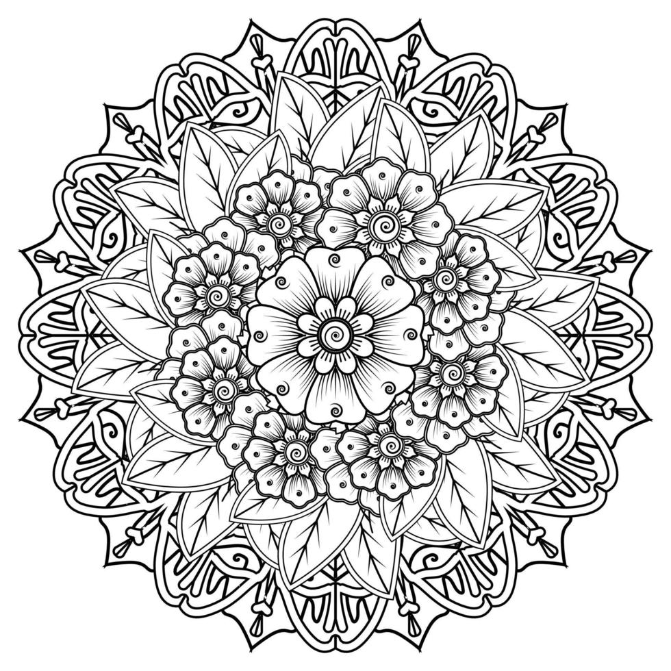 Blumenhintergrund mit Mehndi-Blume. dekoratives Ornament im orientalischen Ethno-Stil. Malbuch. vektor